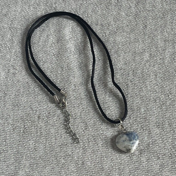 Natural Sodalite Heart Pendant Necklace - Picture 7 of 7